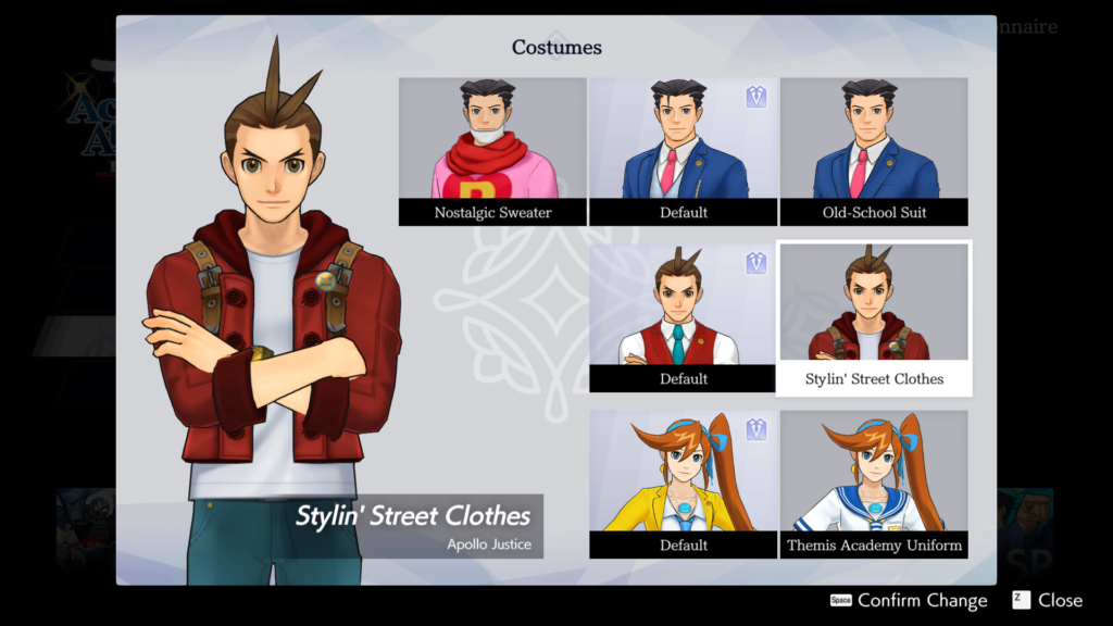 Costumi DLC in Apollo Justice: Ace Attorney Trilogy